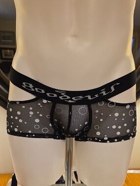 Black Sheer Polka Dot Men's Boxer Briefs